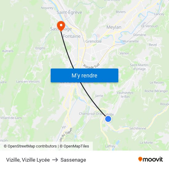 Vizille, Vizille Lycée to Sassenage map