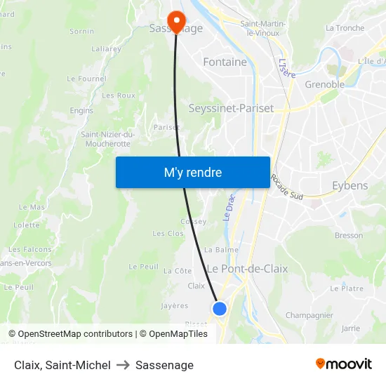 Claix, Saint-Michel to Sassenage map