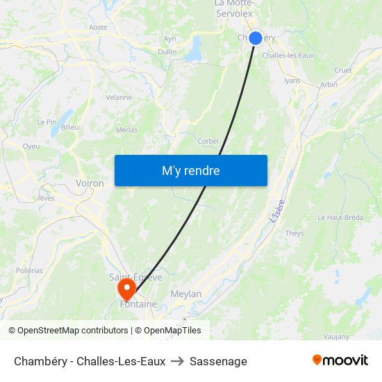 Chambéry - Challes-Les-Eaux to Sassenage map