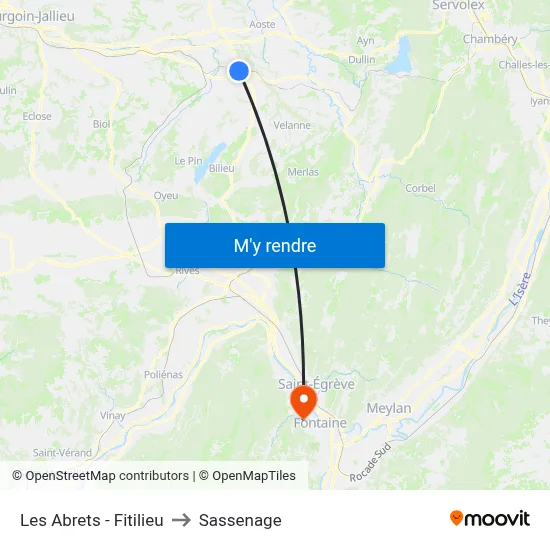 Les Abrets - Fitilieu to Sassenage map