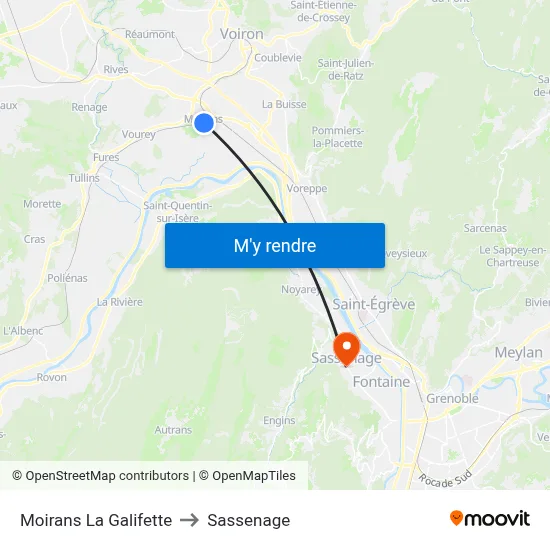 Moirans La Galifette to Sassenage map