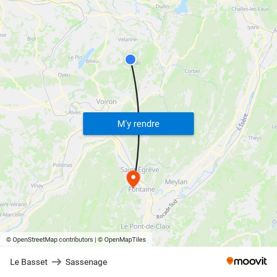 Le Basset to Sassenage map