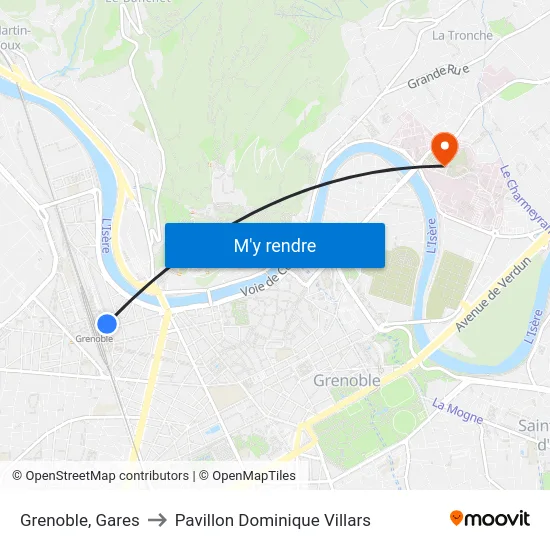 Grenoble, Gares to Pavillon Dominique Villars map