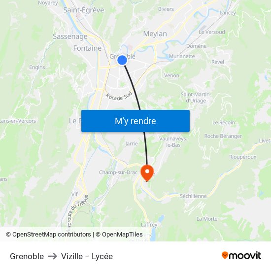 Grenoble to Vizille − Lycée map
