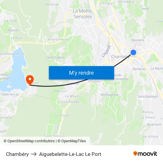 Chambéry to Aiguebelette-Le-Lac Le Port map