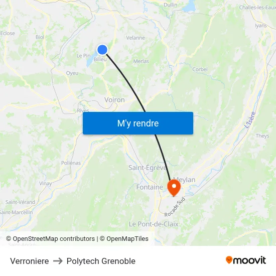Verroniere to Polytech Grenoble map