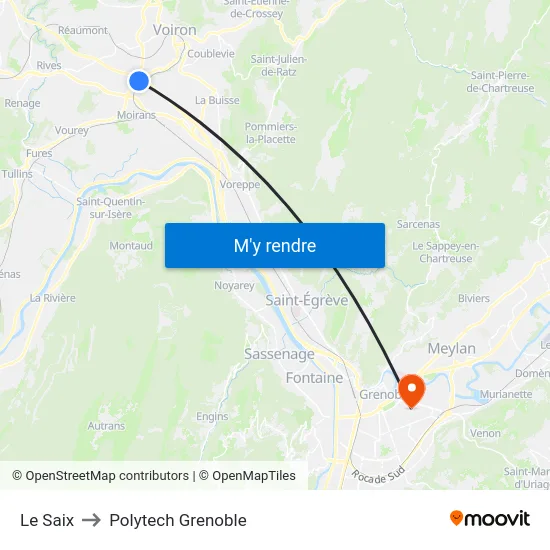 Le Saix to Polytech Grenoble map