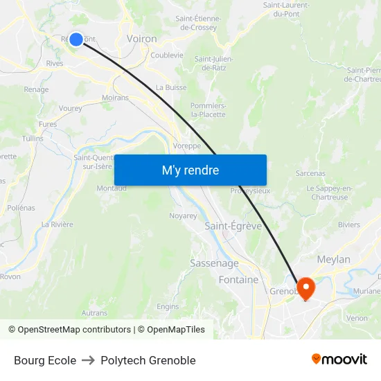 Bourg Ecole to Polytech Grenoble map