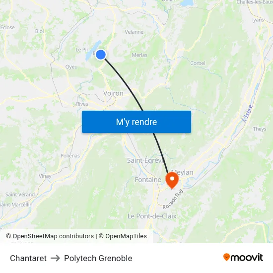 Chantaret to Polytech Grenoble map