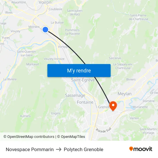 Novespace Pommarin to Polytech Grenoble map