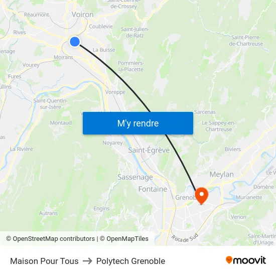 Maison Pour Tous to Polytech Grenoble map