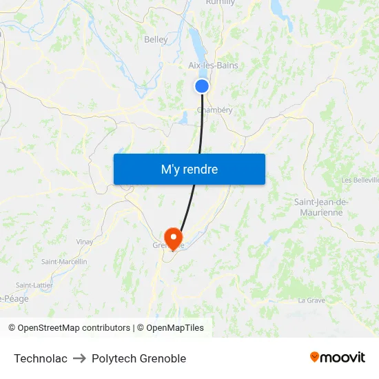 Technolac to Polytech Grenoble map