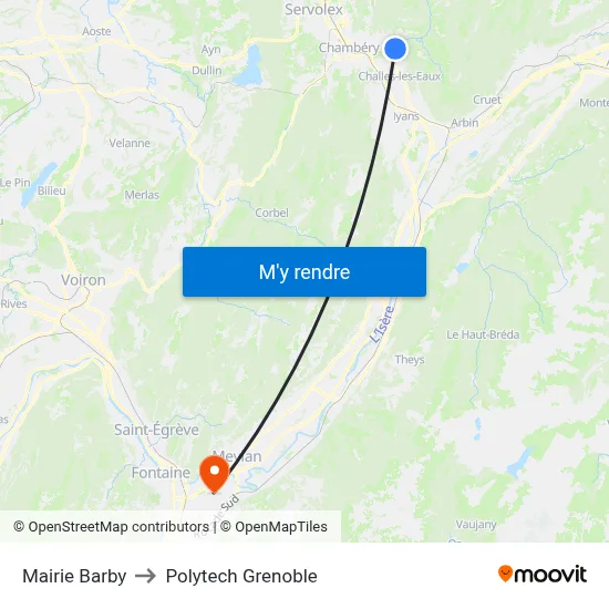 Mairie Barby to Polytech Grenoble map