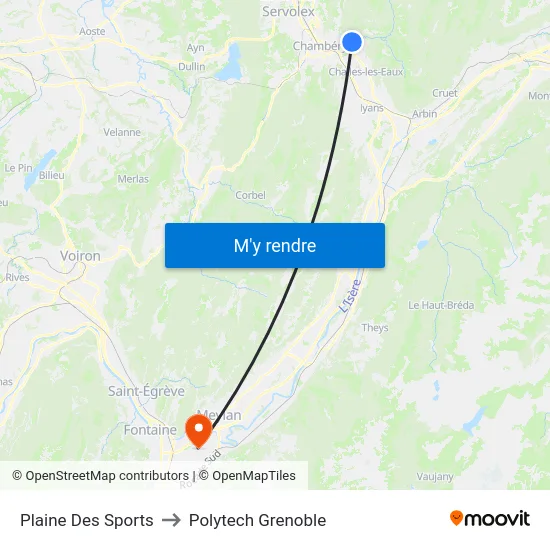 Plaine Des Sports to Polytech Grenoble map