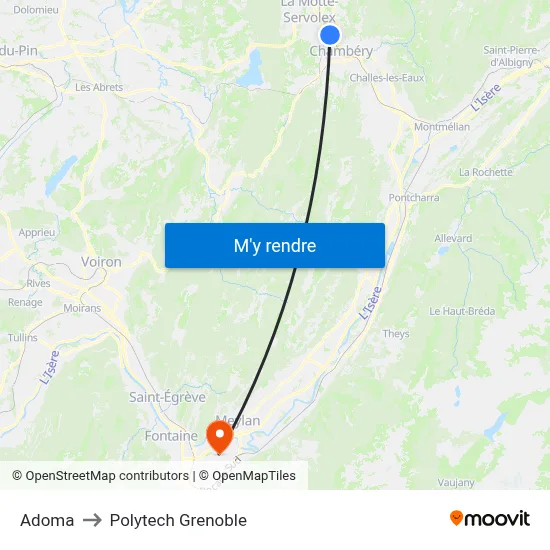 Adoma to Polytech Grenoble map
