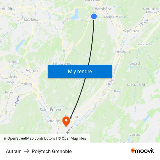 Autrain to Polytech Grenoble map