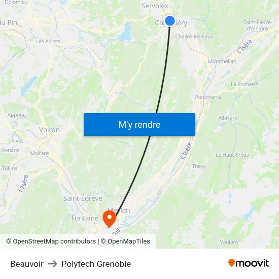 Beauvoir to Polytech Grenoble map