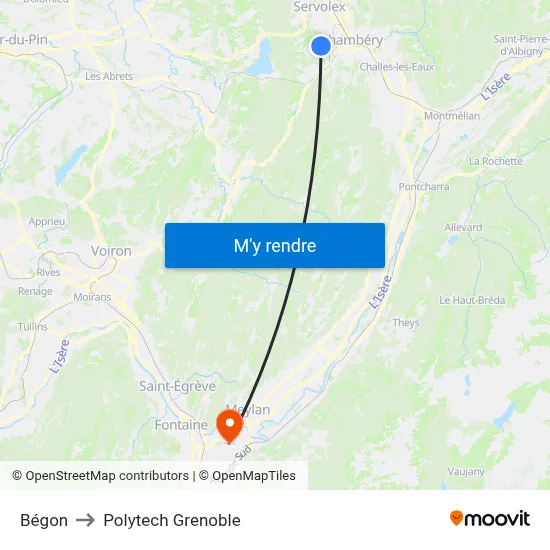 Bégon to Polytech Grenoble map