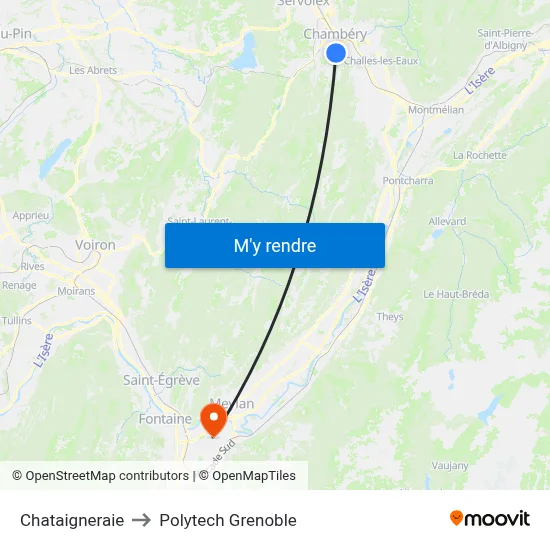 Chataigneraie to Polytech Grenoble map