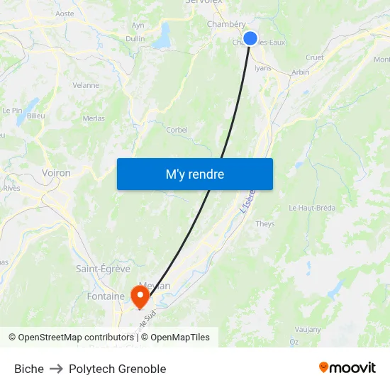 Biche to Polytech Grenoble map