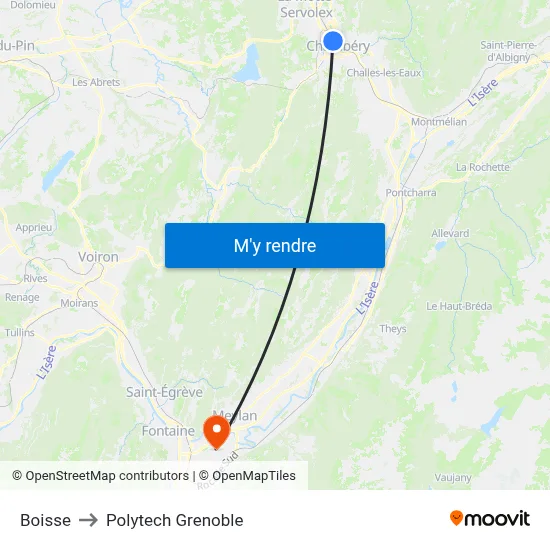 Boisse to Polytech Grenoble map