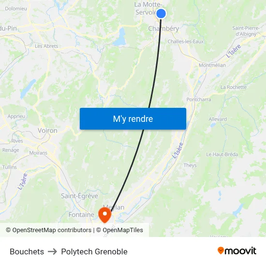 Bouchets to Polytech Grenoble map