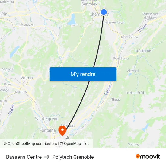 Bassens Centre to Polytech Grenoble map