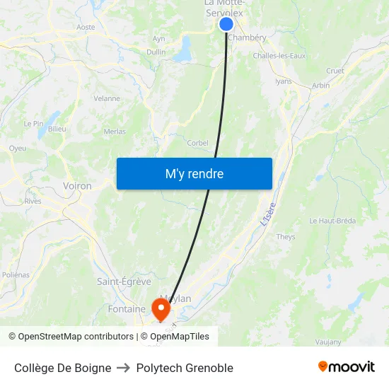 Collège De Boigne to Polytech Grenoble map