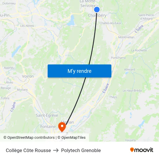 Collège Côte Rousse to Polytech Grenoble map