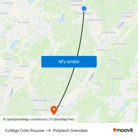 Collège Côte Rousse to Polytech Grenoble map
