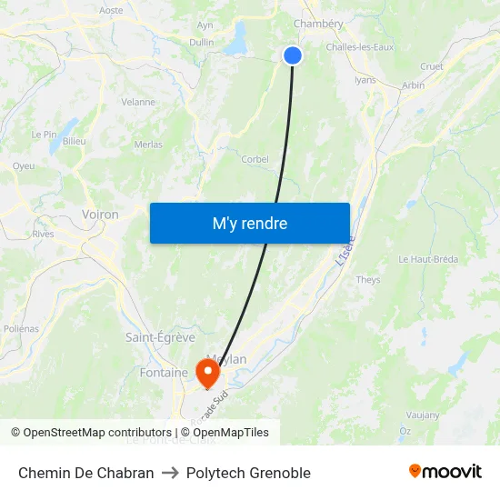 Chemin De Chabran to Polytech Grenoble map