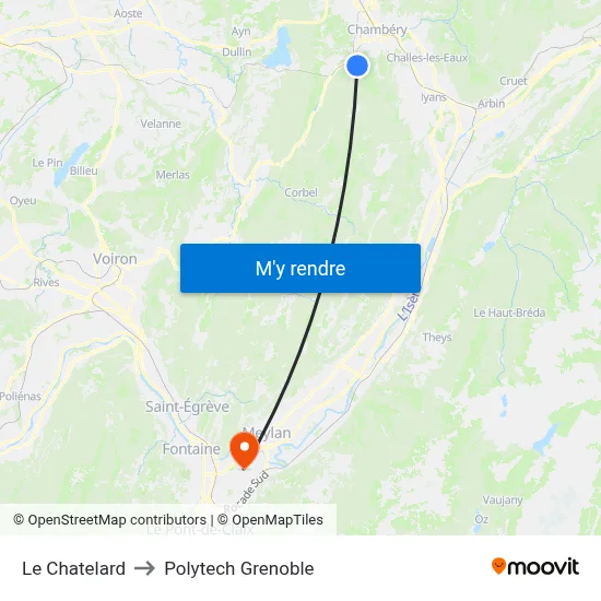 Le Chatelard to Polytech Grenoble map
