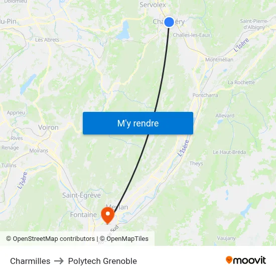 Charmilles to Polytech Grenoble map