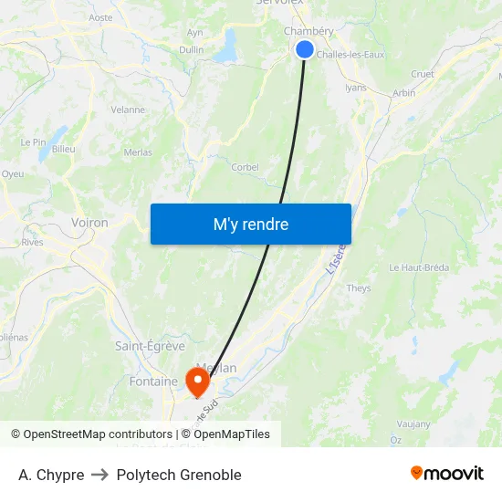 A. Chypre to Polytech Grenoble map