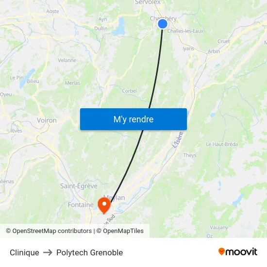 Clinique to Polytech Grenoble map