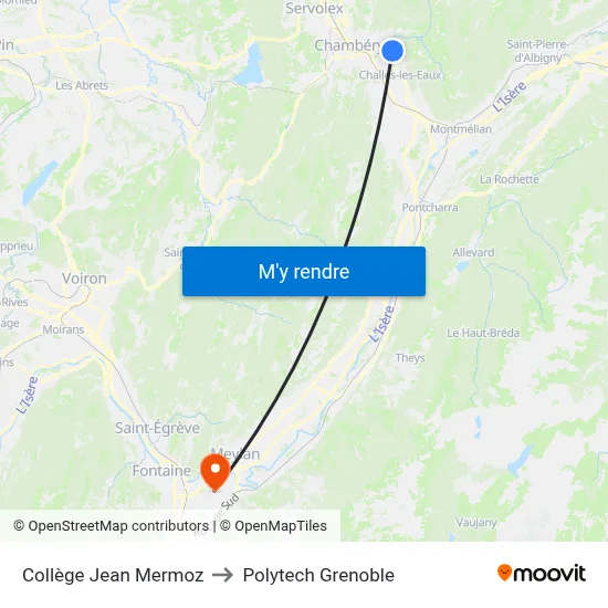 Collège Jean Mermoz to Polytech Grenoble map