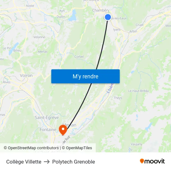 Collège Villette to Polytech Grenoble map