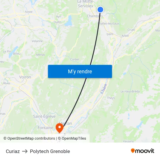 Curiaz to Polytech Grenoble map