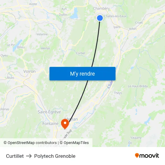 Curtillet to Polytech Grenoble map