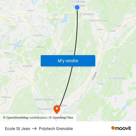 Ecole St Jean to Polytech Grenoble map