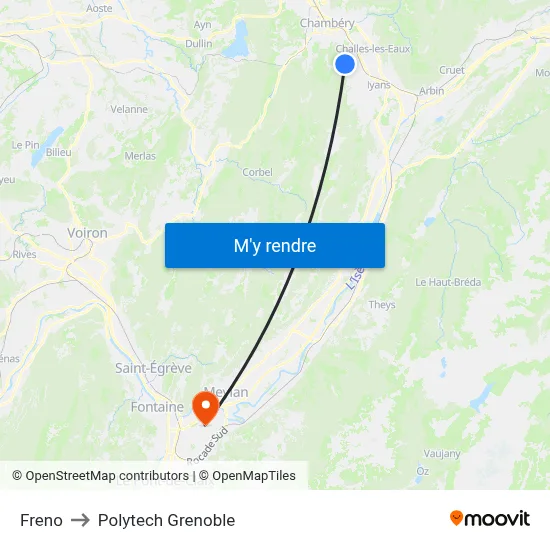 Freno to Polytech Grenoble map