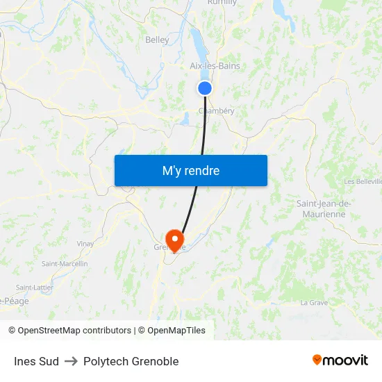 Ines Sud to Polytech Grenoble map