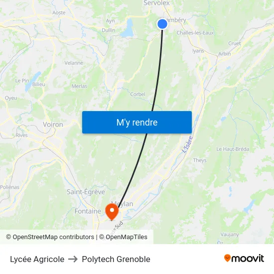 Lycée Agricole to Polytech Grenoble map