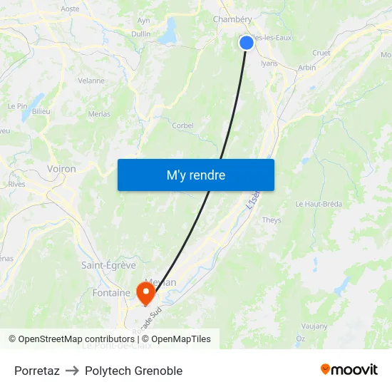 Porretaz to Polytech Grenoble map