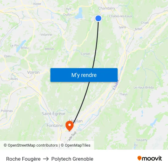 Roche Fougère to Polytech Grenoble map