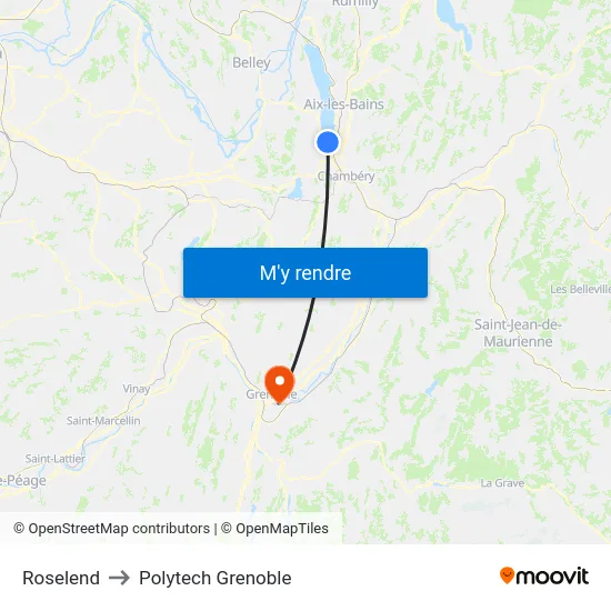 Roselend to Polytech Grenoble map