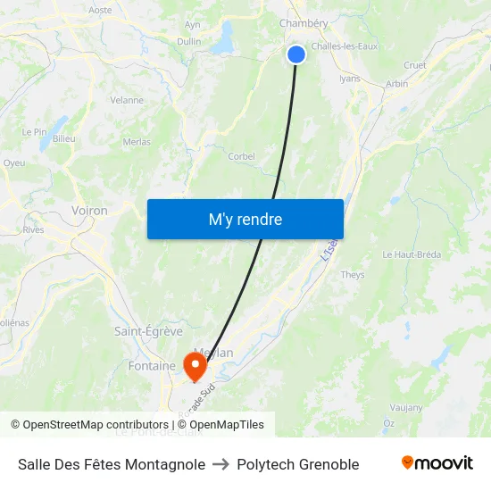 Salle Des Fêtes Montagnole to Polytech Grenoble map