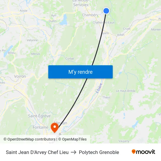 Saint Jean D'Arvey Chef Lieu to Polytech Grenoble map