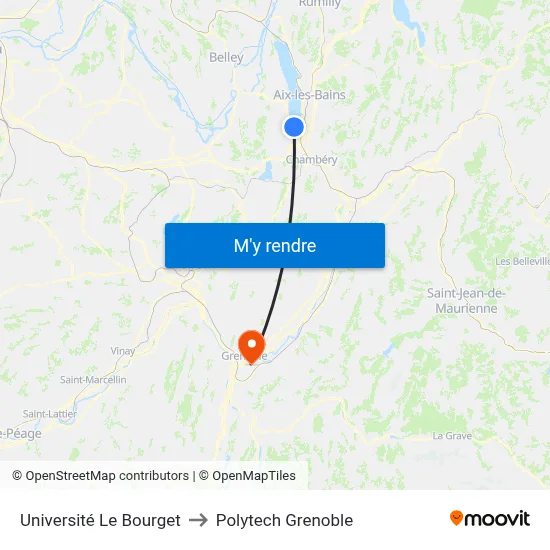 Université Le Bourget to Polytech Grenoble map