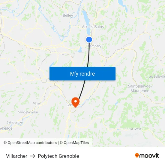 Villarcher to Polytech Grenoble map